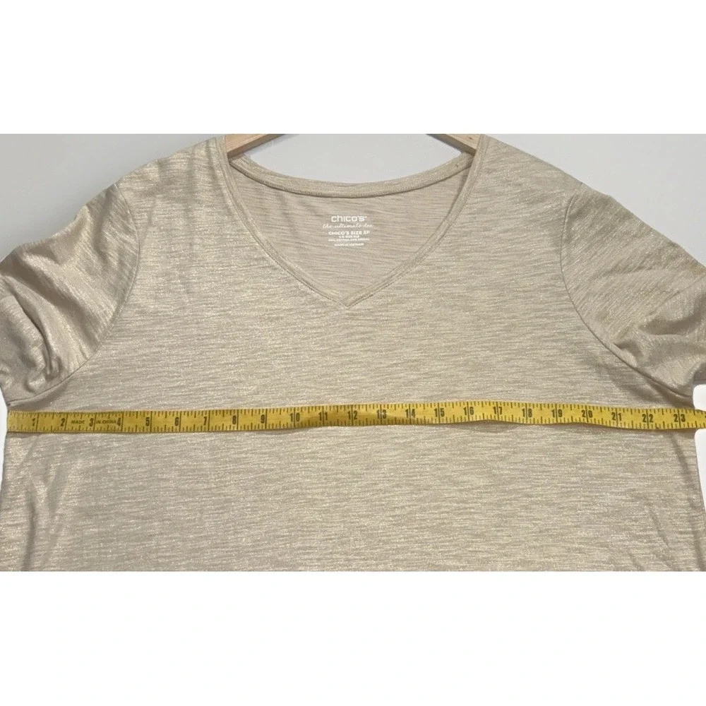 Chicos The Ultimate Tee Gold Shimmer Sz XL Petite XLP‎  (3P) EC